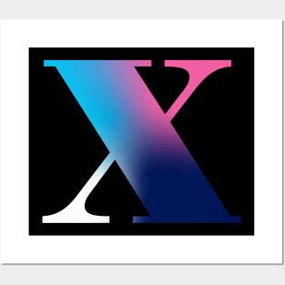 Capital Letter X Monogram Gradient Pink Blue White Posters and Art